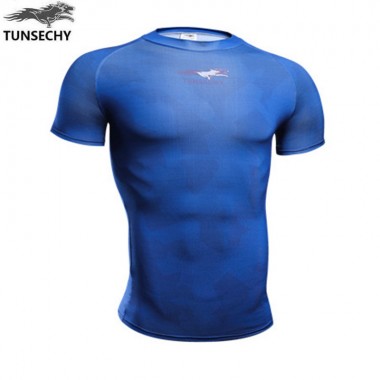 TUNSECHY 2018 Brand Fashion Design Round Collar Short Sleeve T-Shirt Digital Printing Compression T-Shirts Wholesale And Retail