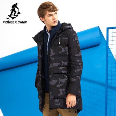 Pioneer Camp Long Camouflage Down Jacket Men Brand Clothing Fashion Winter Thick Warm Duck Down Coat Male Top Quality AYR705309