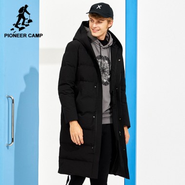 Pioneer Camp New Arrival Long Thicken Down Jacket Men Brand-Clothing Solid Hooded Warm 80% White Duck Down Coat Male AYR705305