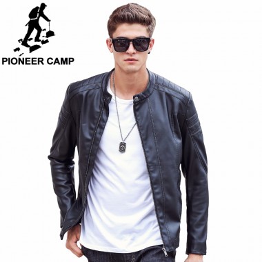 Pioneer Camp Motorcycle Leather Jackets Men Autumn Spring Leather Clothing Male Casual Coats Brand Clothing 611310