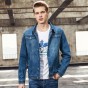 Pioneer Camp New Classic Denim Jacket Men Brand Clothing 100% Cotton Casual Men Jean Jacket Dark Blue Solid Coat Male 566351