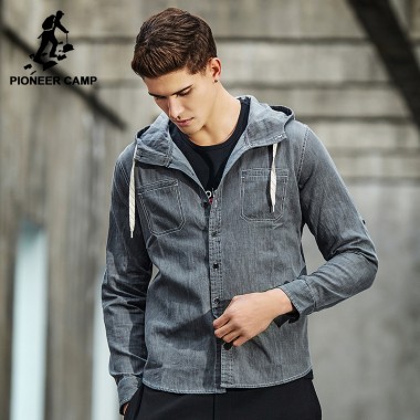 Pioneer Camp New Design Hoodie Shirt Men Brand-Clothing Fashion Solid Denim Shirt Male Top Quality Casual Shirts ACC701028