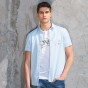 Pioneer Camp New Summer Casual Shirt Men Brand Clothing Solid Short Sleeve Shirt Male Top Quality Light Blue Shirts ADC701037