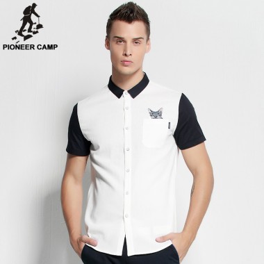 Pioneer Camp.Free Shipping!2018 New Fashion Mens Shirt Casual Summer Style Short Sleeve 100%Cotton Mens Shirt Business Slim Fit