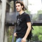 Pioneer Camp Lightning Printed T-Shirt Men Black T Shirt Mens Fashion Men T Shirts Casual Brand Clothing Cotton 3D Tshirt 405043