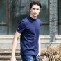 Pioneer Camp 2017 New Summer Mens T Shirts Dark Blue Mandarin Collar T Shirt Men Casual Short Sleeve T-Shirts Fitness 620028