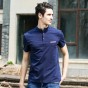 Pioneer Camp 2017 New Summer Mens T Shirts Dark Blue Mandarin Collar T Shirt Men Casual Short Sleeve T-Shirts Fitness 620028