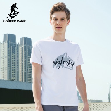 Pioneer Camp Quick Drying T-Shirt Men Brand Clothing Fashion Printed T-Shirt Male Top Quality Tees Dark Blue White ADT702221