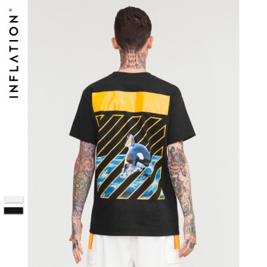 INFLATION New Arrivals Mens T-Shirt Fashion 2018 Summer Mens Fashion Brand Mens T-Shirt Short Sleeve Off Print T-Shirt 8252S