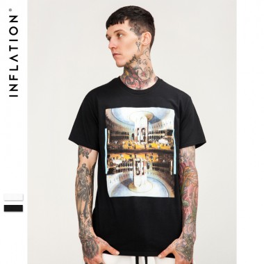 INFLATION Summer Style 2018 Graphic Print Men Music T Shirts Cotton Short Sleeve O-Neck Tee Shirt Hip Hop Rap Men T-Shirt 8255S