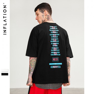 INFLATION 2018 New Arrivals Original Brand Clothing Funny Print Black T-Shirts Men'S High Quality Cotton Tops Tees 8264S