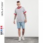 INFLATION 2017 New Style Men Hiphop Plain Color T-Shirts Fake Two Piece T Shirt 100% Cotton Summer Style Short Sleeve Tee