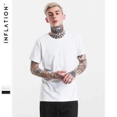 INFLATION 2017 Summer Fashion T Shirt Hip Hop Tshirt Men Summer Blank Urban Men Tee Tops Streetwear T-Shirts