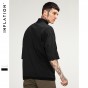 INFLATION Mens High-Necked Solid Cotton Casual Short Sleeve T-Shirt Mens T-Shirts Black White Tshirt Brand Clothing 8150S