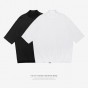 INFLATION Mens High-Necked Solid Cotton Casual Short Sleeve T-Shirt Mens T-Shirts Black White Tshirt Brand Clothing 8150S