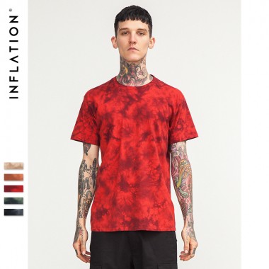 INFLATION Men Streetwear Hip Hop Style 2018 Men'S Fashion Handmade Tie Dye T-Shirt Cotton Short Sleeve Casual T-Shirt 8116S