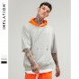 INFLATION 2018 New Arrivals Men Hoodie Short Sleeve T-Shirt Sportwear Streetwear Oversized Top Tee Loose Fit Clothing 8183S