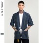 INFLATION Newest Fashion Streetwear Mens Checked Short Sleeve Shirt Janpanese Style Kimono Plaid Shirt Loose Men Clothes 8353S