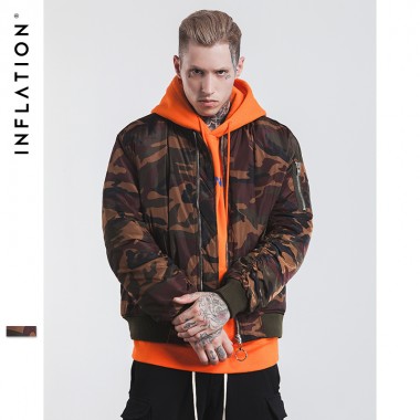 INFLATION Thick Bomber Jacket Winter Mens MA1 Camo Jackets Coats Camo Jackets Mens Hip Hop Coats Streetwear 261W17