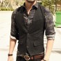 Men Casual Sleeveless Jacket Coat Mens Formal Waistcoats Dress Suit Vest Slim Three Button Woolen Vest British Autumn Suit Vest