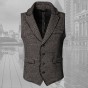 2018 Men New Spring Thick Woolen Plaid Woolen Slim European Style Vest Men Waistcoat Brand Gentlemen Casual Business Suit Vest