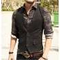 Mens Formal Waistcoats Dress Suit Vest Slim Three Button Woolen Vest Men Casual Sleeveless Jacket Coat British Autumnn Suit Vest