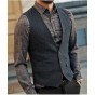 Mens Formal Waistcoats Dress Suit Vest Slim Three Button Woolen Vest Men Casual Sleeveless Jacket Coat British Autumnn Suit Vest