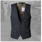 Mens Formal Waistcoats Dress Suit Vest Slim Three Button Woolen Vest Men Casual Sleeveless Jacket Coat British Autumnn Suit Vest