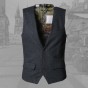 Mens Formal Waistcoats Dress Suit Vest Slim Three Button Woolen Vest Men Casual Sleeveless Jacket Coat British Autumnn Suit Vest