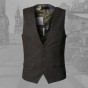 Mens Formal Waistcoats Dress Suit Vest Slim Three Button Woolen Vest Men Casual Sleeveless Jacket Coat British Autumnn Suit Vest