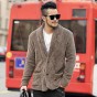 Men New Winter Plush Furry Suit Cardigan Metrosexual Men Slim Cashmere American Style Warm Jacket Cardigan Brand Coat 2017