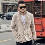 Men New Winter Plush Furry Suit Cardigan Metrosexual Men Slim Cashmere American Style Warm Jacket Cardigan Brand Coat 2017