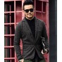 2017 Casual Men Knit Suit Blazer Business Slim Costume Homme Blazer Masculino Male Woolen Suits Vintage Jacket Coat One Button