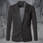 2017 Casual Men Knit Suit Blazer Business Slim Costume Homme Blazer Masculino Male Woolen Suits Vintage Jacket Coat One Button