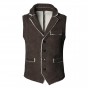 Casual Men Brown Vest Slim Fit Cotton Waistcoat Winter Warm Men Single Breasted Vest Mens Jacket Sleeveless Veste Homme 2017 New