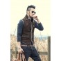 Casual Men Brown Vest Slim Fit Cotton Waistcoat Winter Warm Men Single Breasted Vest Mens Jacket Sleeveless Veste Homme 2017 New