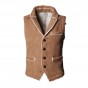 Casual Men Brown Vest Slim Fit Cotton Waistcoat Winter Warm Men Single Breasted Vest Mens Jacket Sleeveless Veste Homme 2017 New