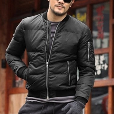 2017 Brand Winter Warm Jacket Men Solid Flight Black Bomber Jacket Casual Motorcycle Thick Coat Male Cotton Padded Outerwear