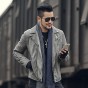 2018 Men Motorcycle Bikers Zipper Jacket Men Slim European Style Winter Fashion Leather Jackets Men Cotton High Quality Jacket