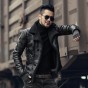 Black Men Winter Warm Camouflage Fur Lamb Woolen Casual Jacket Men Fur Collar Plush Faux Leather Jacket Coat European Style 2017