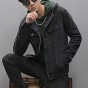 Men New Arrival Autumn Fashion Hooded Jacket Men Denim Slim Cotton Black European Style Hip Hop Jackets Men 2018 Jacket With Hat