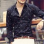 New Mens Famous Designer Print Shirt Comfortable Trendy Stylish Male Dress Shirt 2016 Mens Brand Long Sleeve Work Shirts