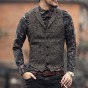 2017 Men New Winter Retro Plaid Slim Lapel Woolen Vest Slim Mens England Style Vintage Suit Vest Fashion Brand Design Waistcoat