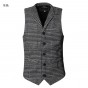 2017 Men New Winter Retro Plaid Slim Lapel Woolen Vest Slim Mens England Style Vintage Suit Vest Fashion Brand Design Waistcoat