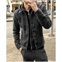 2018 Men Denim Holes Slim Black Jackets For Men Fashion Brand Design Cotton Outwear Jean Jacket Casual New Retro European Style