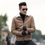 2018 Men New Winter Brown Faux Fur Leather Jacket Coat Male Slim Woolen Fur Collar Warm European Style Fur Jacket Brand Design