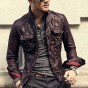 2017 Men Slim Retro Folds Winter Deep Red Head Layer Sheepskin Genuine Leather Jacket Men Motorcycle Bikers Cool New Jacket