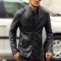 2018 New Winter Sheepskin Genuine Leather Suit Jacket Stand Collar Metrosexual Man Slim Business Casual Leather Jacket Black