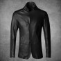 2018 New Winter Sheepskin Genuine Leather Suit Jacket Stand Collar Metrosexual Man Slim Business Casual Leather Jacket Black