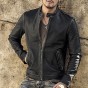 Brand Leather Jacket Men Retro Slim Short Stand Collar Jacket Genuine Leather Sheepskin Force Flight Padding Cotton Warm Coat